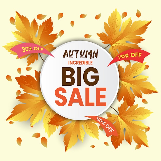 Autumn incredible big sale vector.Happy fall autumn sale design template vector design