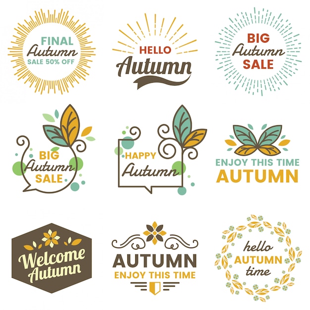 Autumn Label Vintage Vector Logo for banner