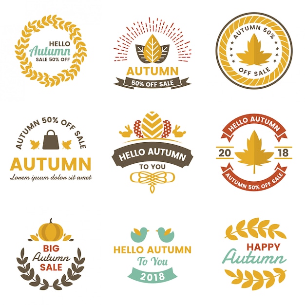 Autumn Label Vintage Vector Logo for banner