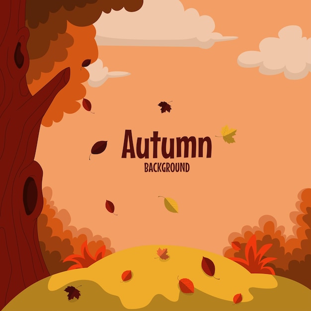 Autumn landscape background with tree