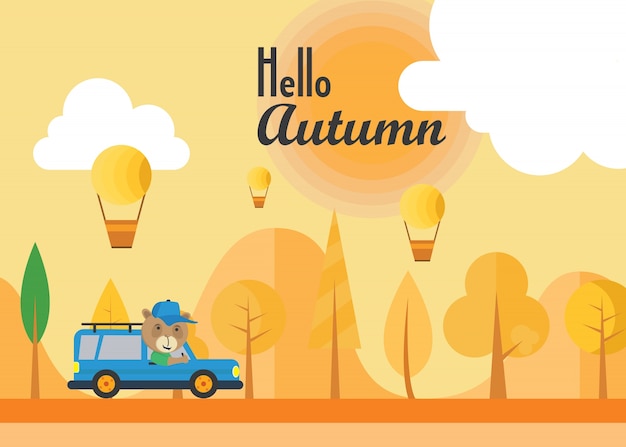 autumn landscape illustration vector