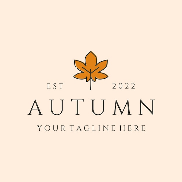 Autumn leaf icon line art logo vector symbol illustration design