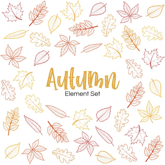 Autumn Leaf Outline Element Set