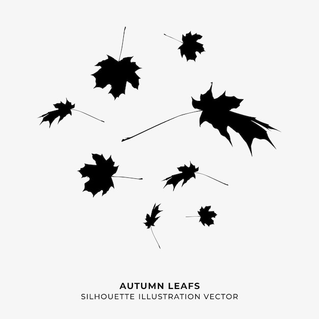 Vector autumn leafs silhouette vector illustration