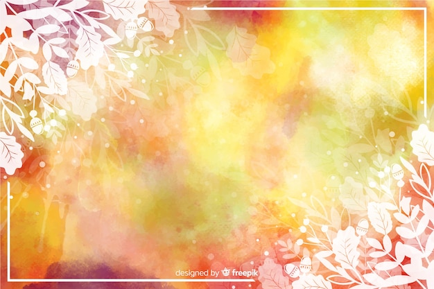 Vector autumn leaves background watercolor design