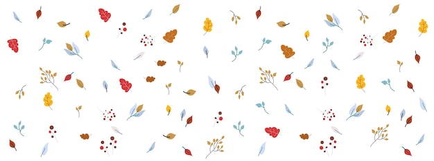 Autumn leaves and berries background vector illustration