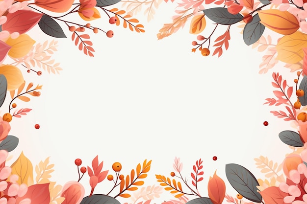 Autumn Leaves and Berries Frame Background