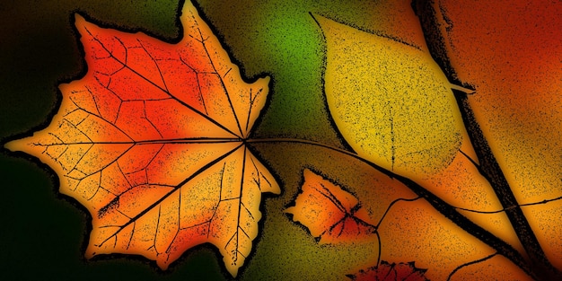 Autumn leaves bright vector background