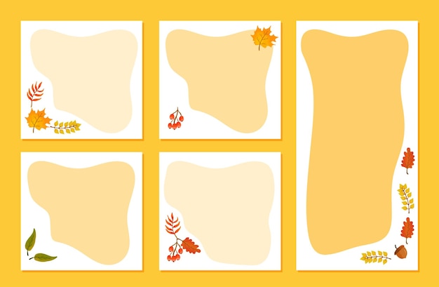 Autumn leaves memo template collection