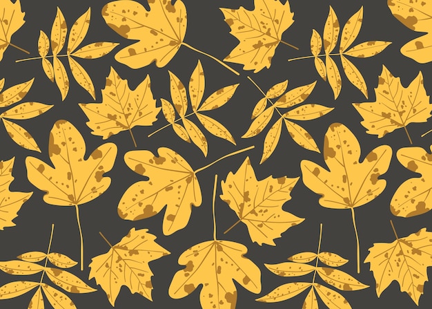 Autumn leaves pattern on dark background