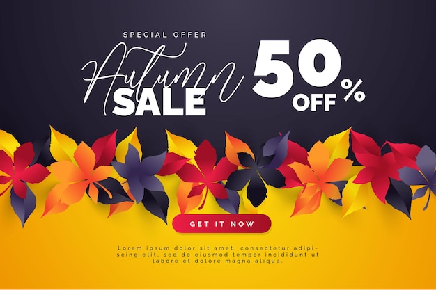 Autumn leaves sale background layout decorate with leaves for shopping sale or promo poster