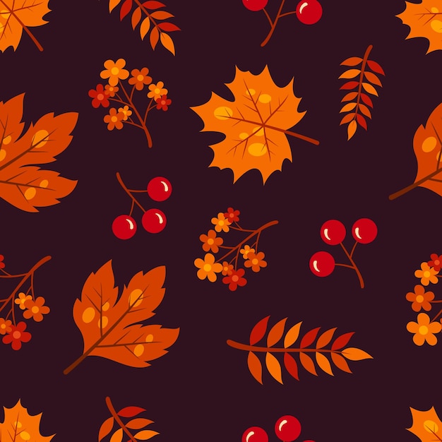 Autumn leaves seamless pattern background