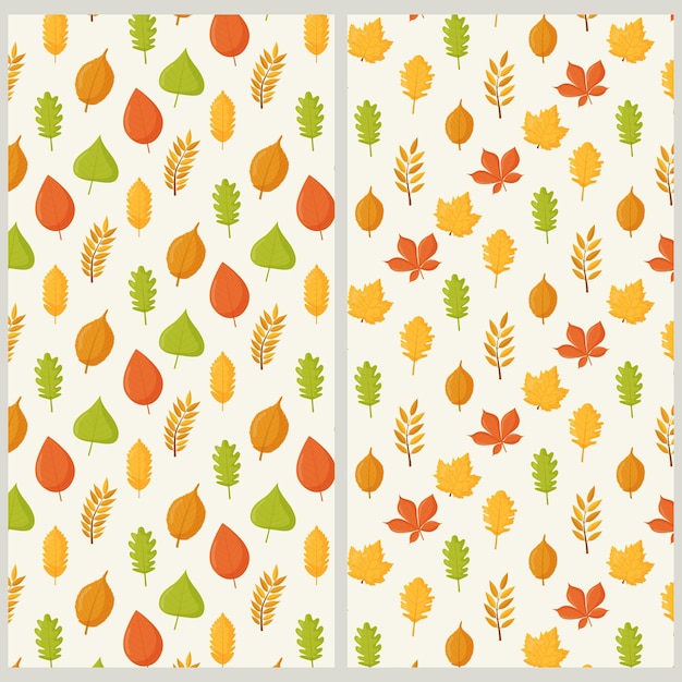 Autumn leaves seamless pattern Flat vector illustration