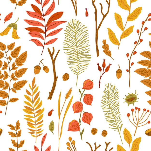 Autumn leaves seamless pattern wallpaper image vector illustration