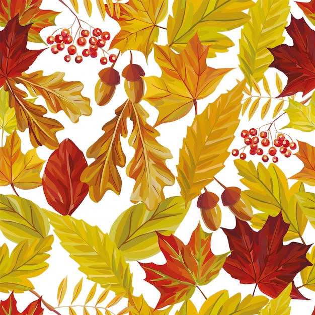 Autumn leaves seamless pattern wallpaper