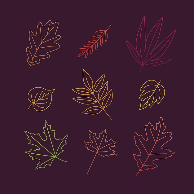 Autumn leaves vector element outline