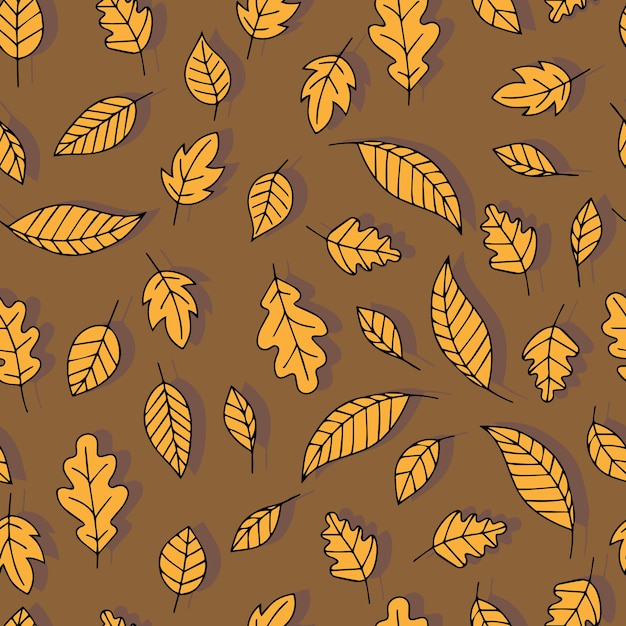 Autumn leaves vector seamless pattern background for fabrics prints packaging and postcards