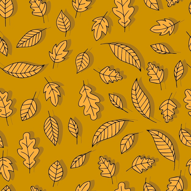 Autumn leaves vector seamless pattern background for fabrics prints packaging and postcards