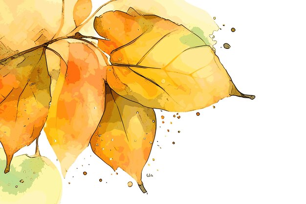 Autumn leaves on white background watercolor drawing autumn background vector illustration