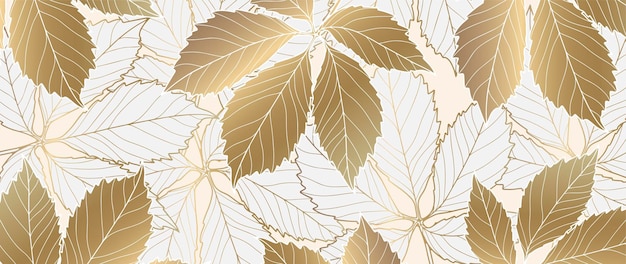 Autumn luxury background with golden branches and leaves