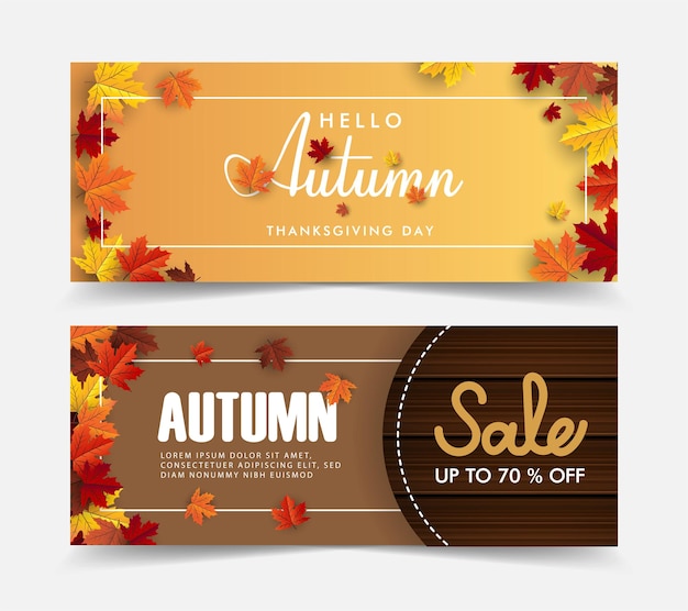 Vector autumn maple leaf banner