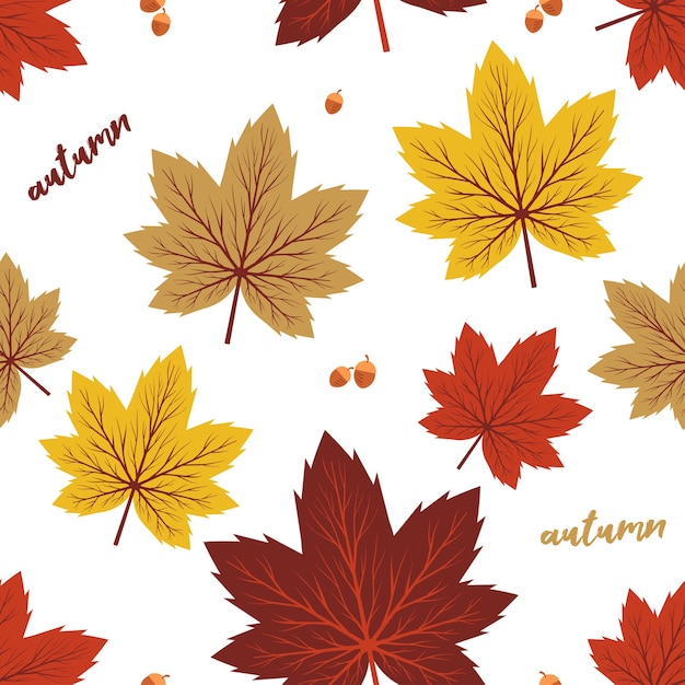 Autumn maple leaf seamless pattern background