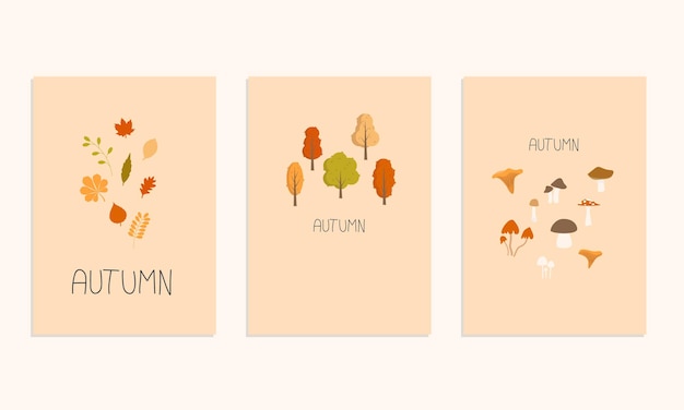 Autumn mood greeting card poster template. Welcome fall season thanksgiving invitation. Minimalist