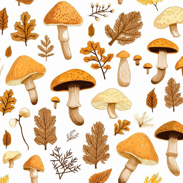 Autumn Mushrooms Seamless Pattern for Creative Designs