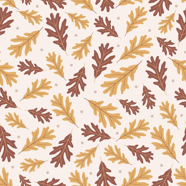 Autumn oak leaves seamless pattern. Vector Illustration. Perfect for wallpaper, gift paper, pattern