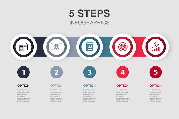 Autumn oak nut umbrella rain apple icons Infographic design layout template Creative presentation concept with 5 steps