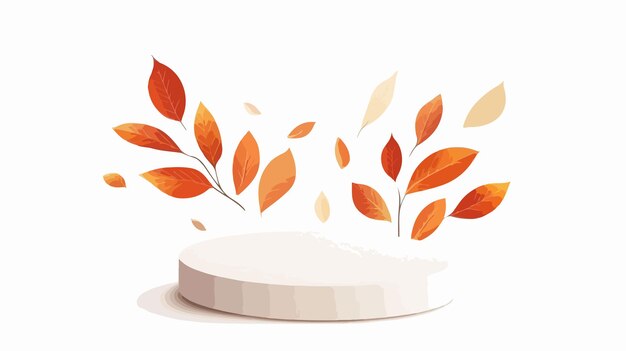 Vector autumn plant leaf backdrop on product podium flat design