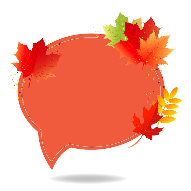 Autumn Poster Speech Bubble With Color Leaves Transparent Background With Gradient Mesh