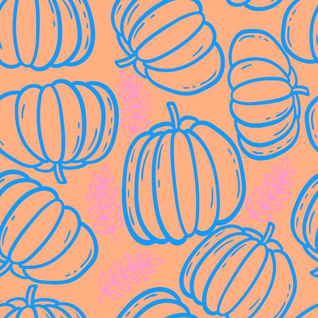 Autumn pumpkin seasonal vector seamless pattern