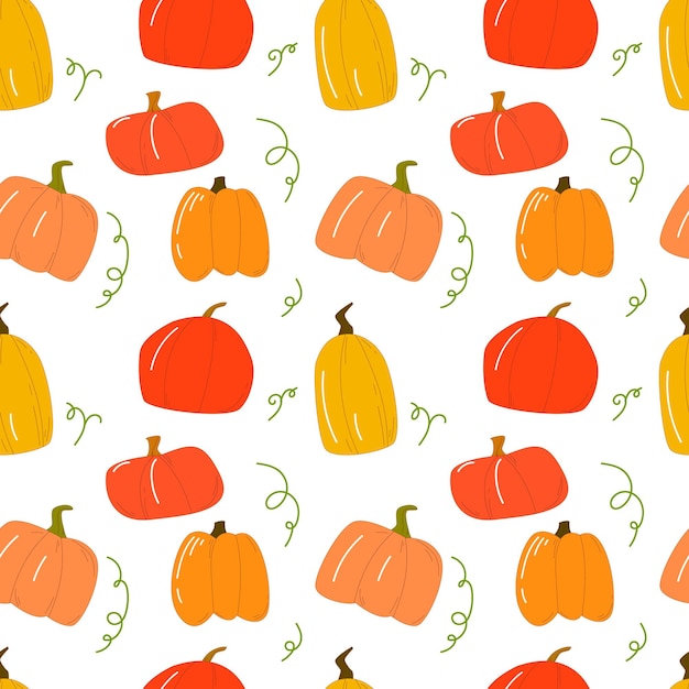 Autumn pumpkins simple hand drawn illustration seamless pattern