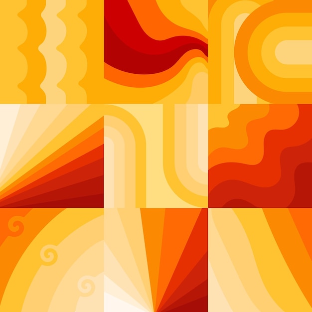 Autumn retro background set with orange and red gradient. Vintage background vector desing.