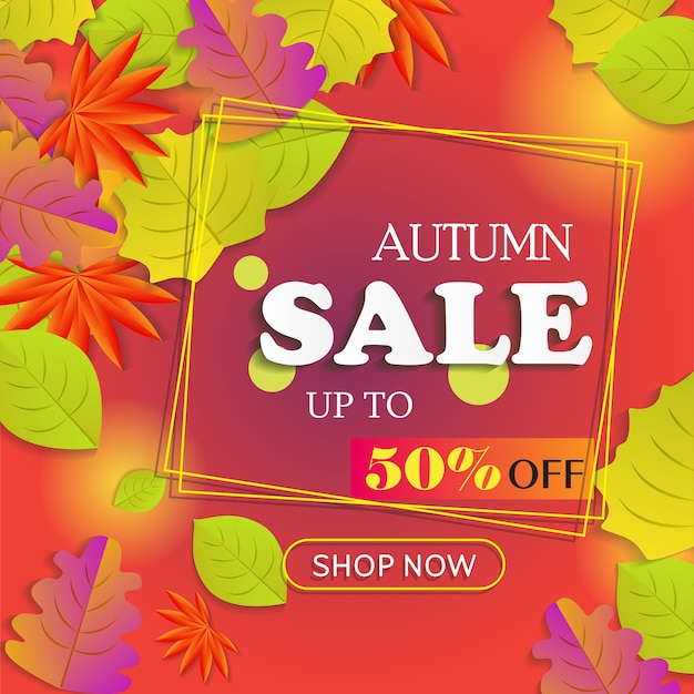 Autumn sale background with leaves 