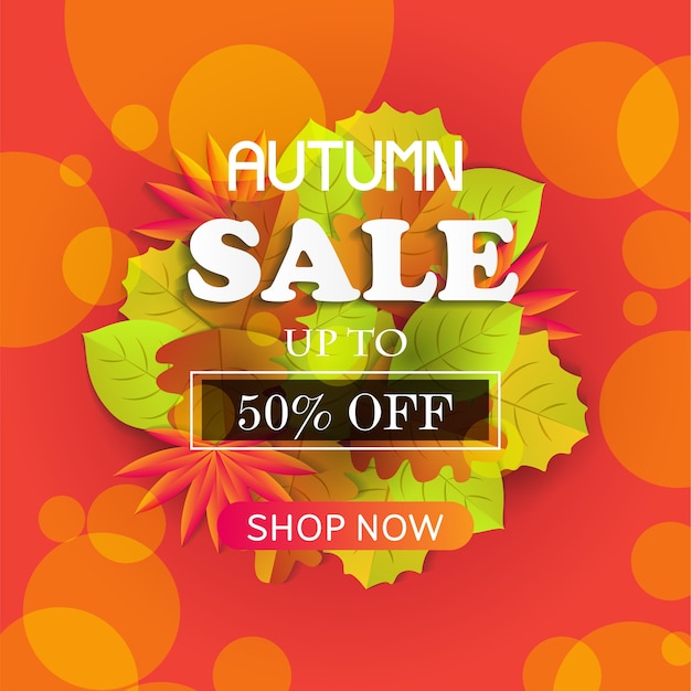 Autumn sale background with leaves 