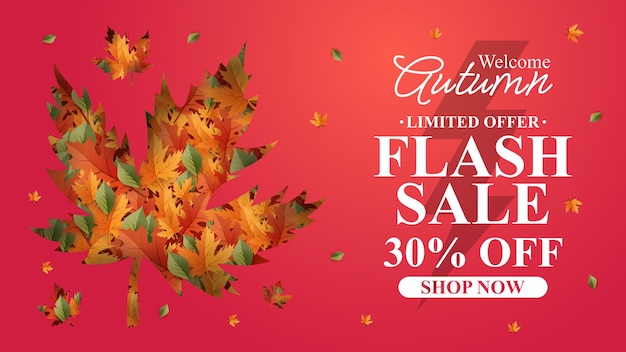 Autumn Sale Backgrounds with leaves, set happy autumn tempate, banners, posters, cover template