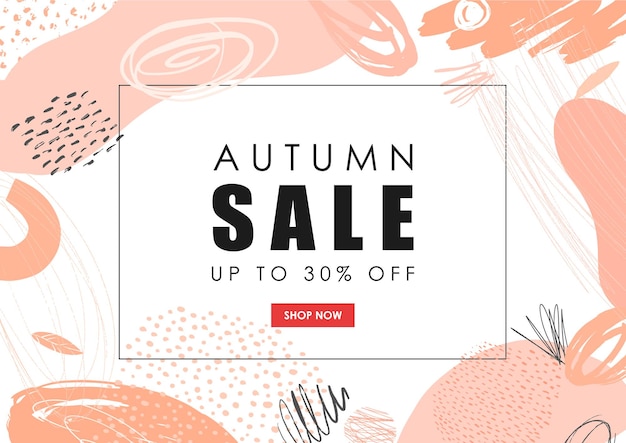 Autumn sale banner. Hand drawn abstract background. Vector.