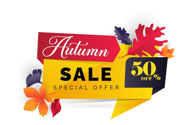 Autumn sale banner  layout decorate with leaves for shopping sale Frame leaflet or web banner