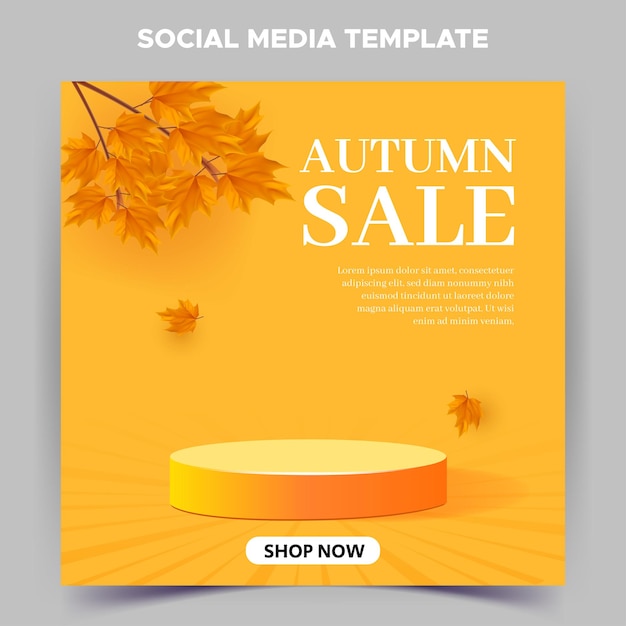 Autumn sale banner social media post template