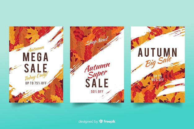 Autumn sale banners flat design