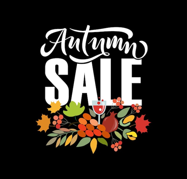 Autumn  SALE lettering typography Modern autumn SALE calligraphy Vector illustration background