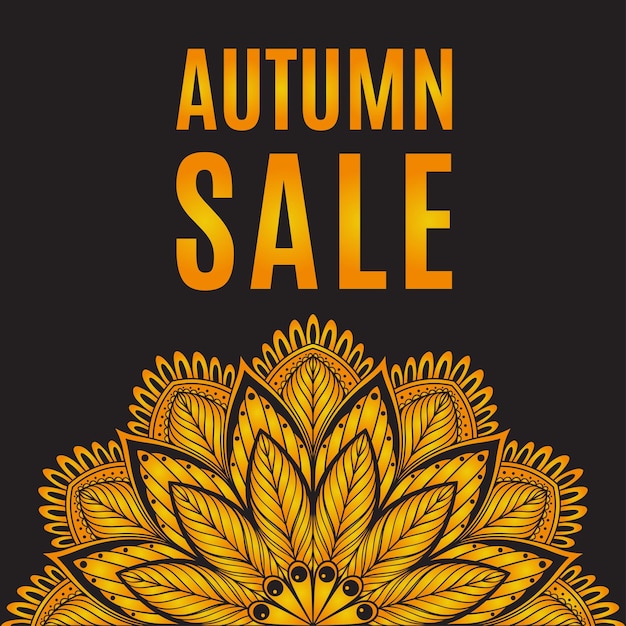 Autumn sale orange black poster with mandala