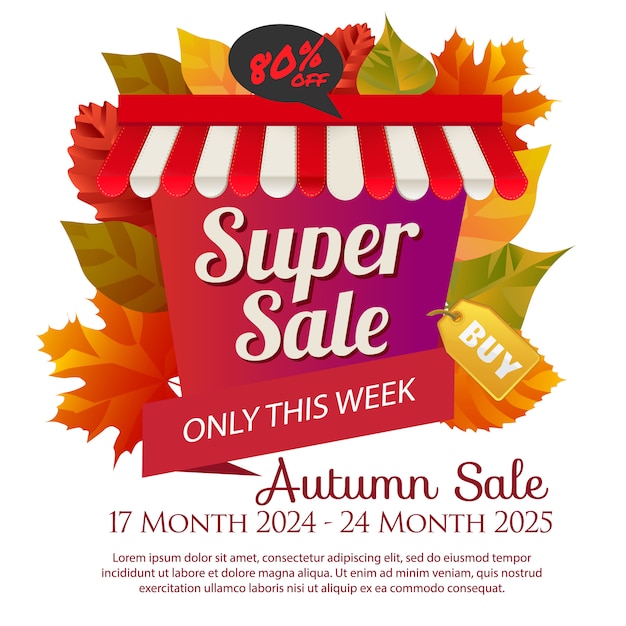 Autumn sale poster autumn leaves foliage