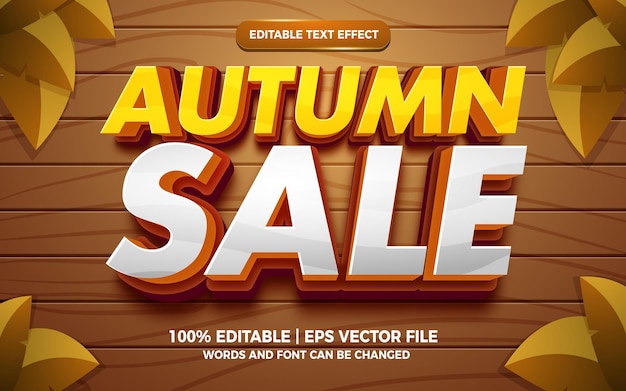 Autumn sale sale 3d cartoon comic editable text effect template style