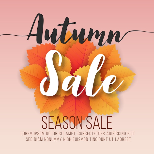 Autumn sale square banner background