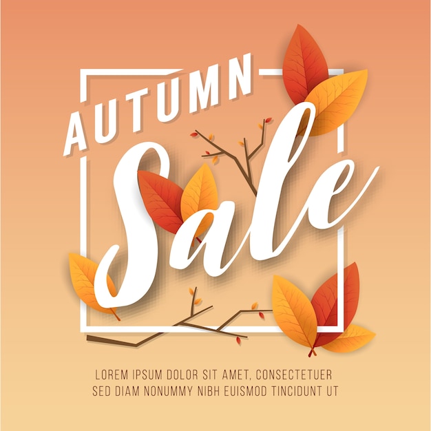 Autumn sale square banner background