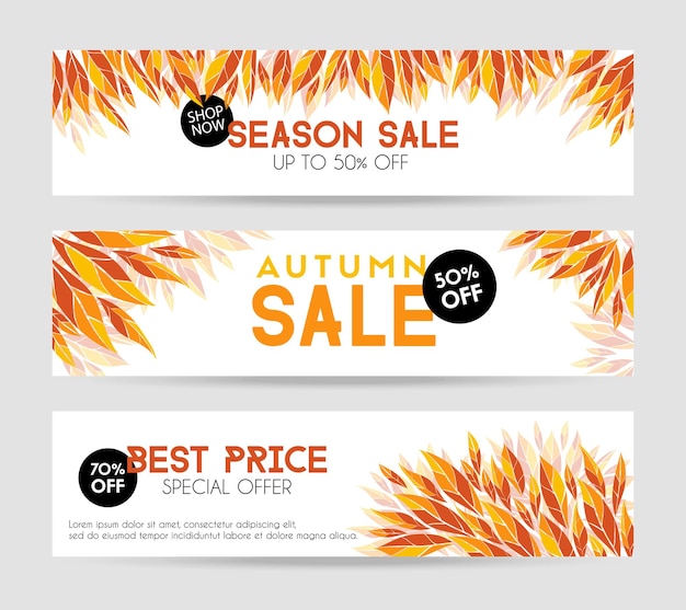 Autumn sale vector banners Season sale template