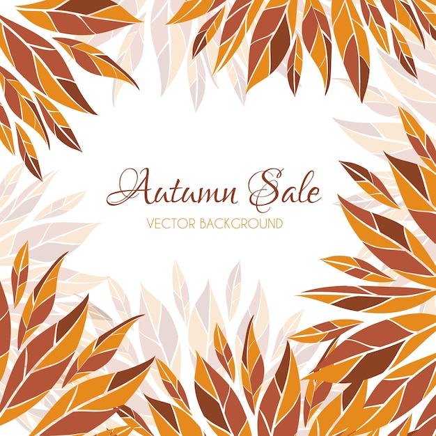 Autumn sale vector card with autumn leaves